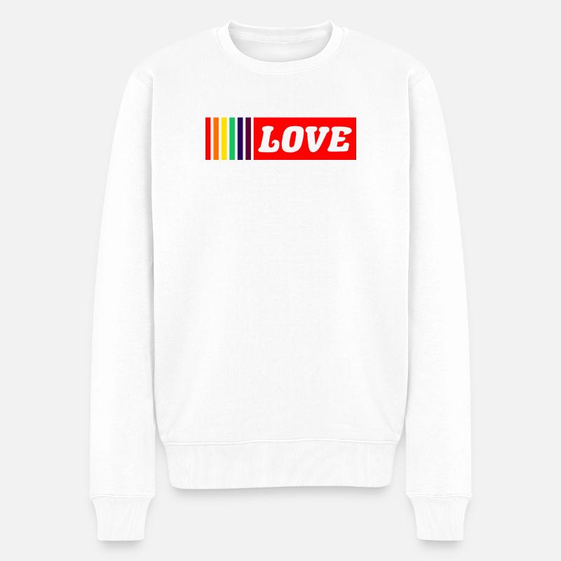 Love Regenbogen - Männer Premium Bio Pullover - Weiß