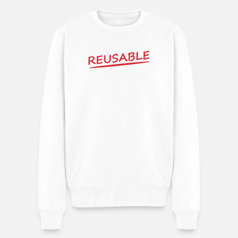 RÉUTILISABLE - Pull Premium bio Homme - blanc