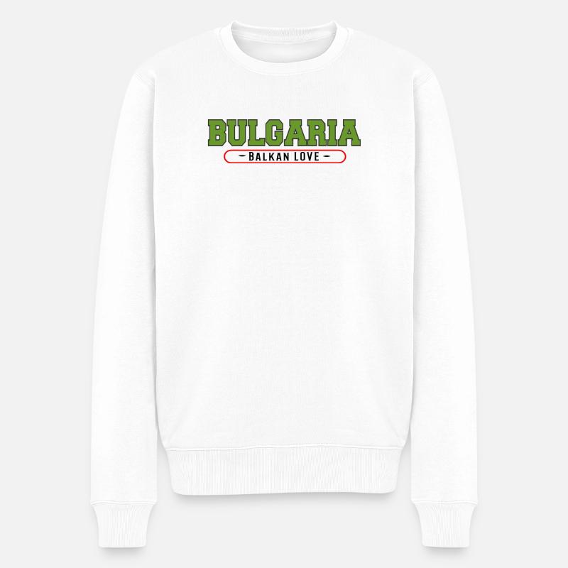 Bulgaria Balkan Liebe Emblem - Männer Premium Bio Pullover - Weiß