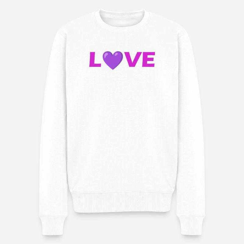 Liebesherz-Typografie-Design - Männer Premium Bio Pullover - Weiß