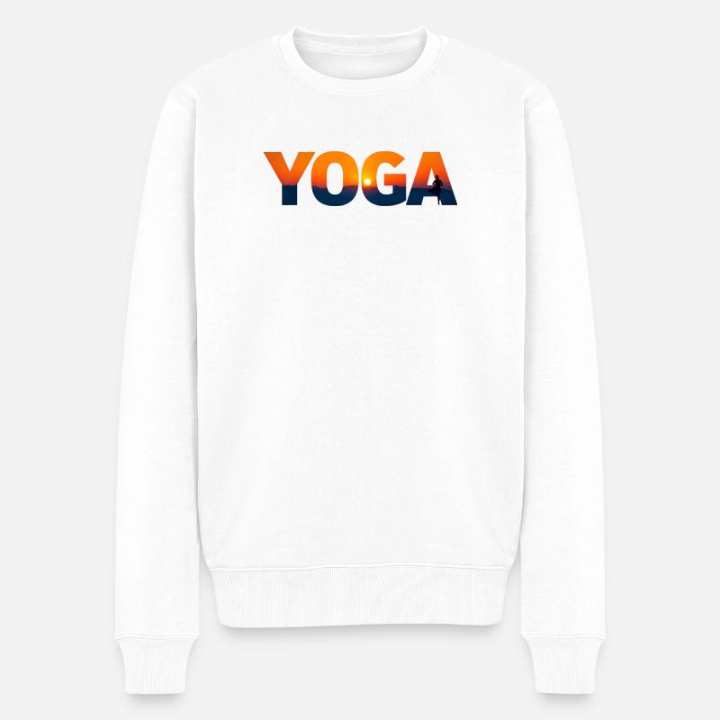 Yoga in der Dämmerung - Männer Premium Bio Pullover - Weiß