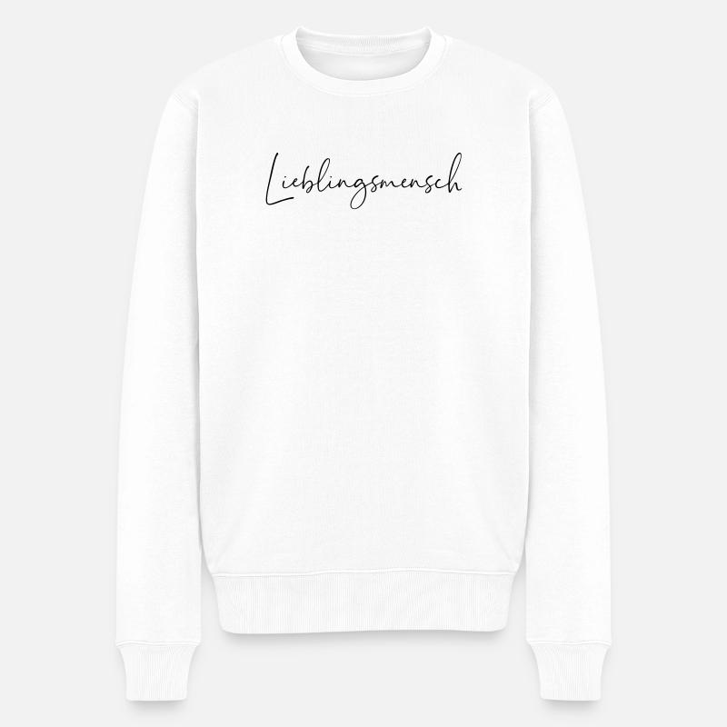 lieblingsmensch / handschrift design - Männer Premium Bio Pullover - Weiß