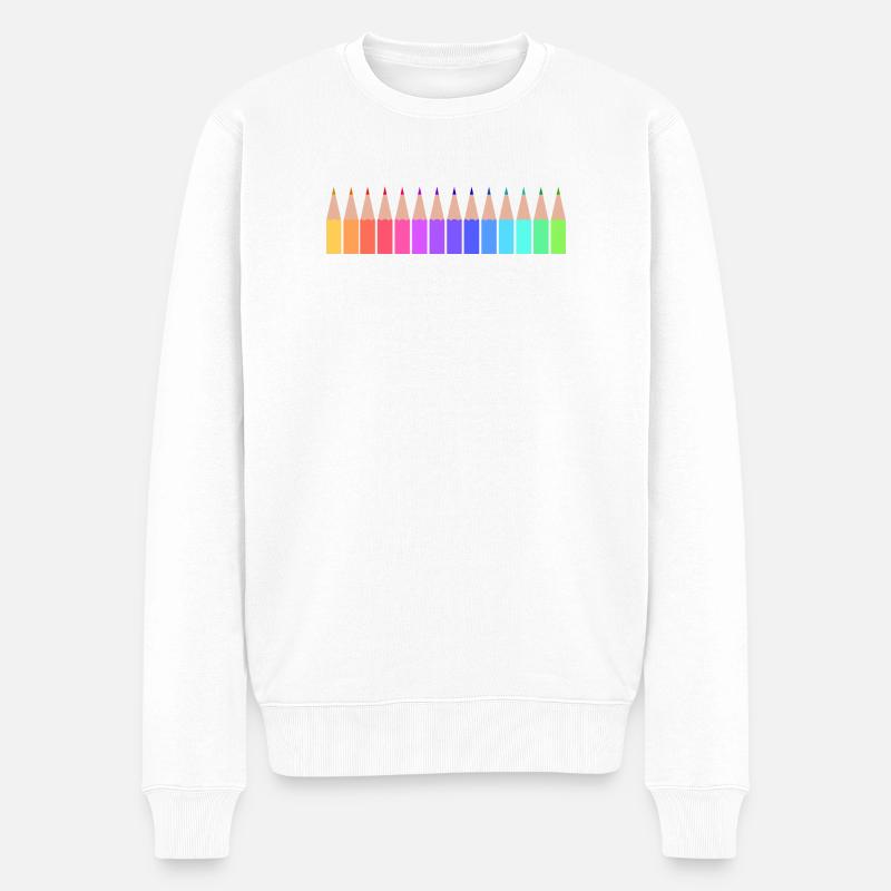 Crayons de couleur - Pull Premium bio Homme - blanc