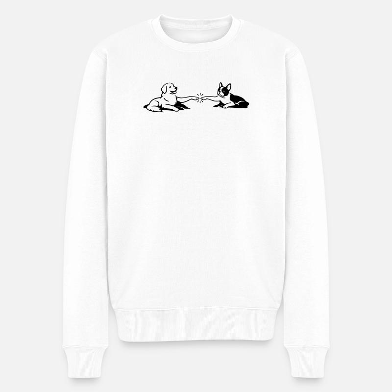 Hunde Berührung Pfoten Michelangelo - Männer Premium Bio Pullover - Weiß