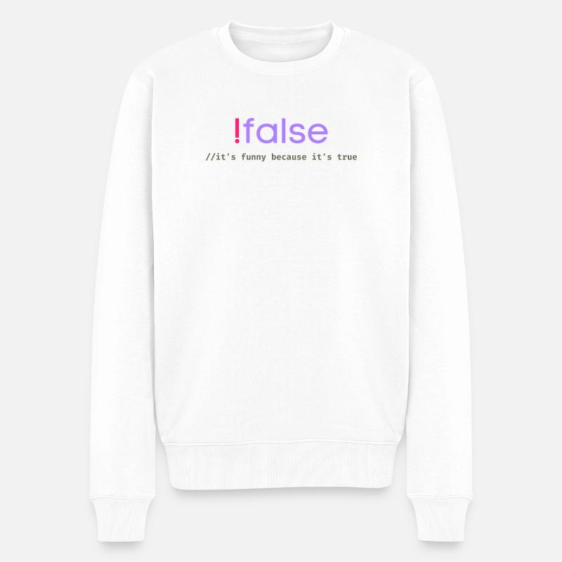 Ifalse Funny Coder Programmierungswortspiel - Männer Premium Bio Pullover - Weiß