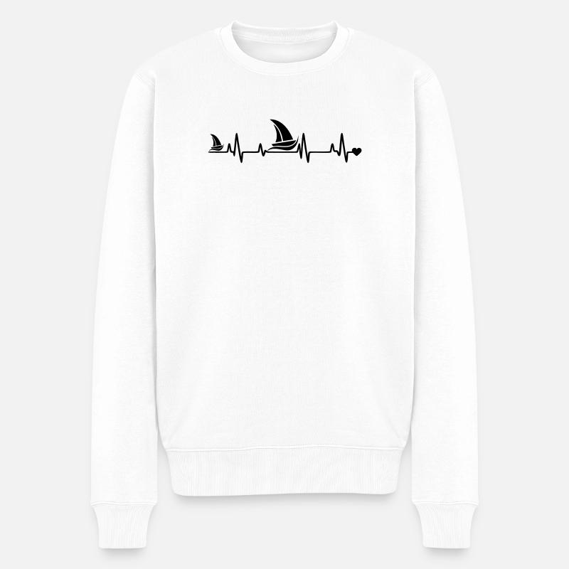 Segelboot  herz - Männer Premium Bio Pullover - Weiß