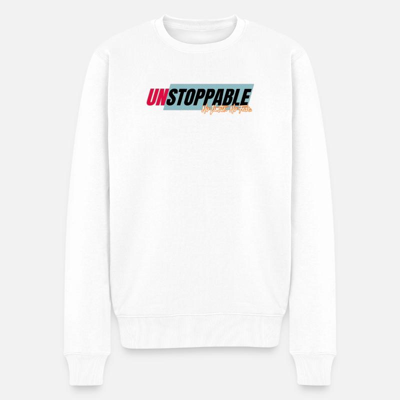 Unaufhaltsam ohne Grenzen - Männer Premium Bio Pullover - Weiß