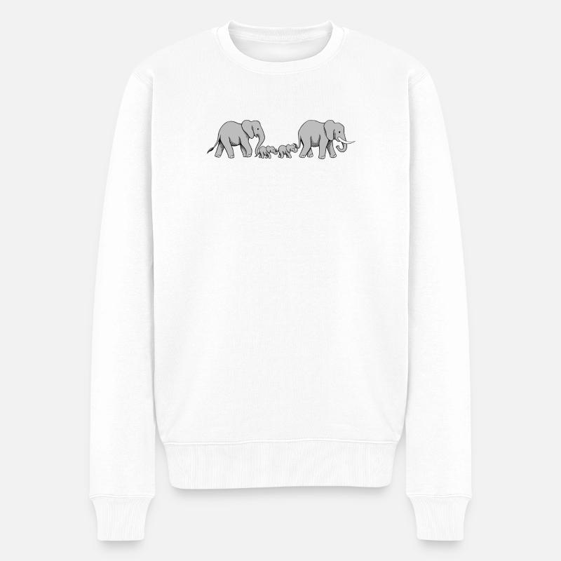 Cute Lines Elefanten Familie I - Männer Premium Bio Pullover - Weiß