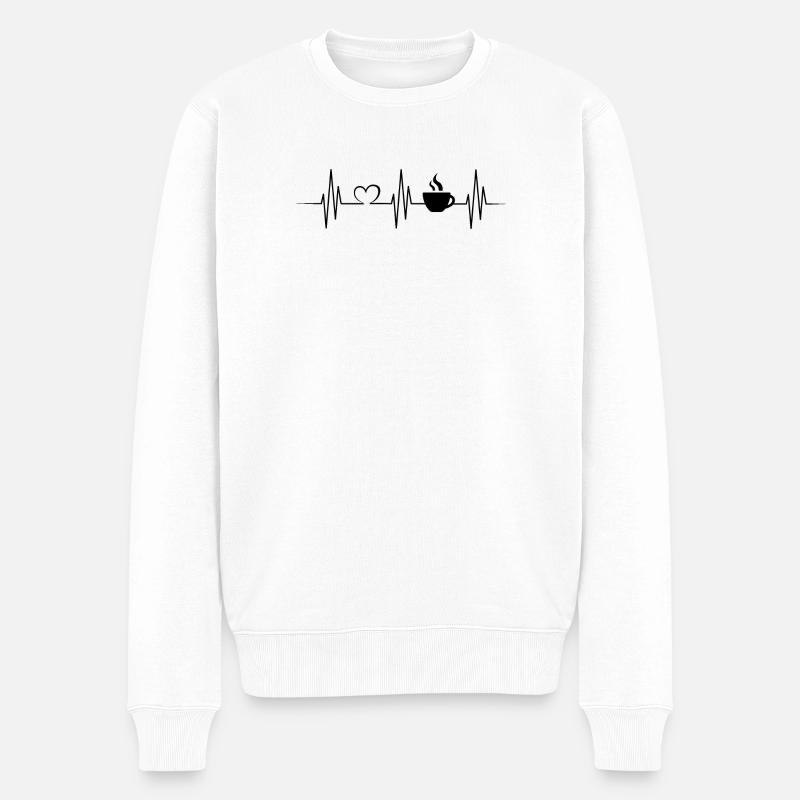 heartbeat herzschlag puls coffee Logo Symbol - Männer Premium Bio Pullover - Weiß