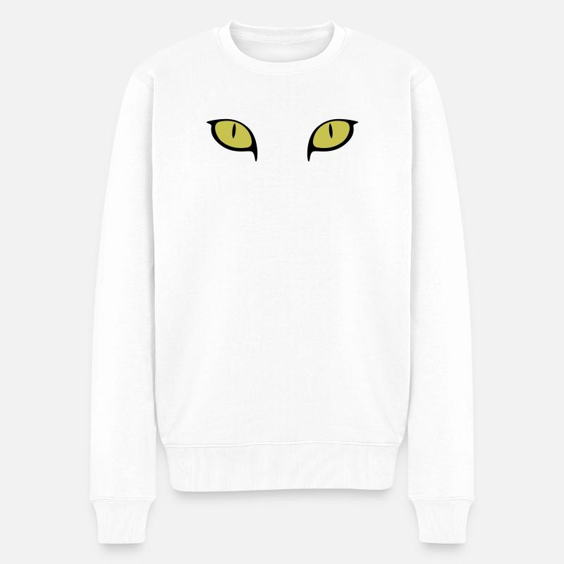 Katze Augen - Männer Premium Bio Pullover - Weiß