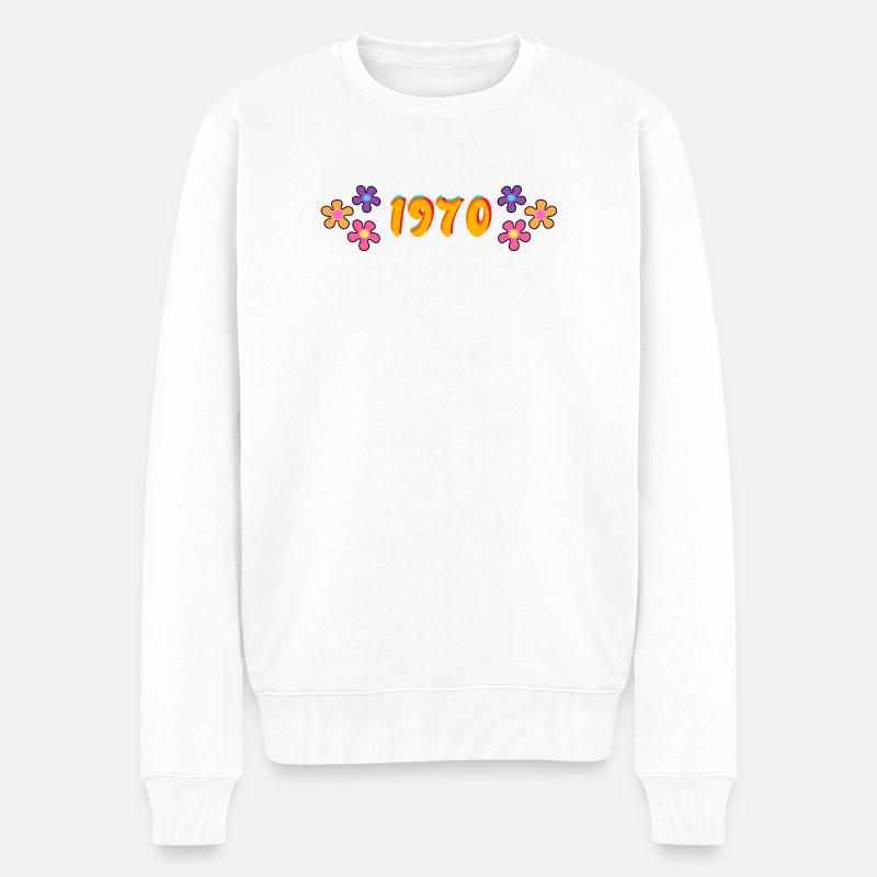 1970 hippie style - Pull Premium bio Homme - blanc