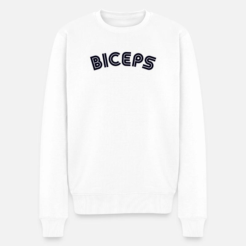 BICEPS Gym Workout Muskeltraining - Männer Premium Bio Pullover - Weiß