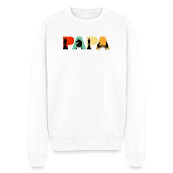 Chess Papa Retro Board Game Strategy Chess Dad - Men's Premium Organic Jumper - white - Front - Thijin (182cm)