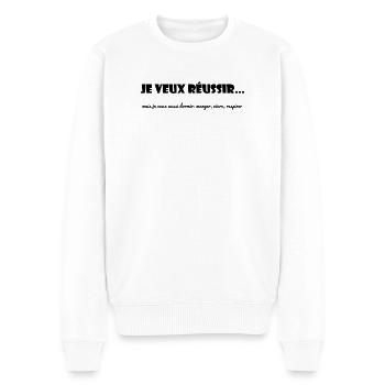 ZITAT. NACHRICHT. HUMOR. LUSTIGE ZITATE - Männer Premium Bio Pullover - Weiß - Vorne - Thijin (182cm)