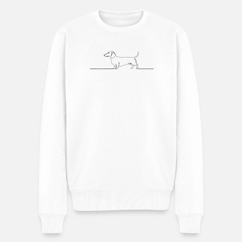 Teckel Dackel One Line Art - Männer Premium Bio Pullover - Weiß