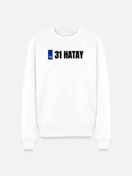 31 Hatay Kennzeichen | Türkisches Kennzeichen - Männer Premium Bio Pullover - Weiß