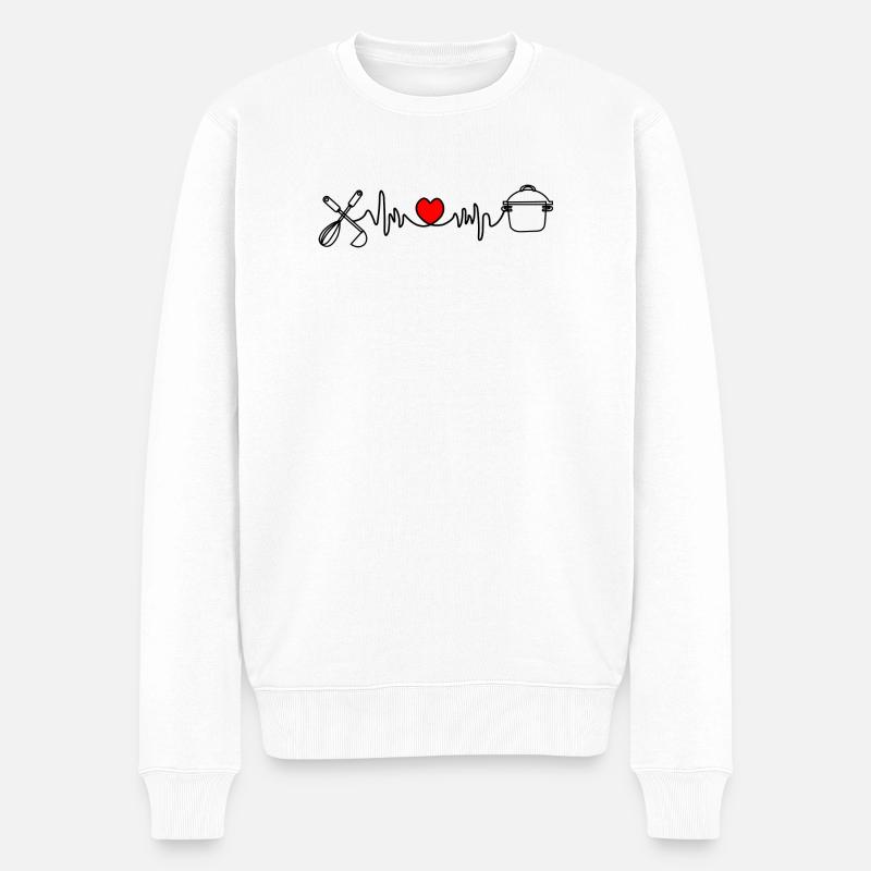 Kochen ist mein Cardio - Männer Premium Bio Pullover - Weiß