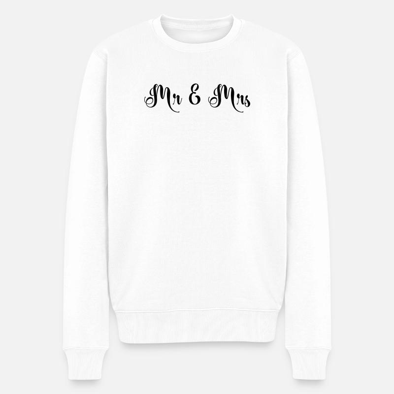 Mr & Mrs schönes Hochzeitsdesign - Männer Premium Bio Pullover - Weiß