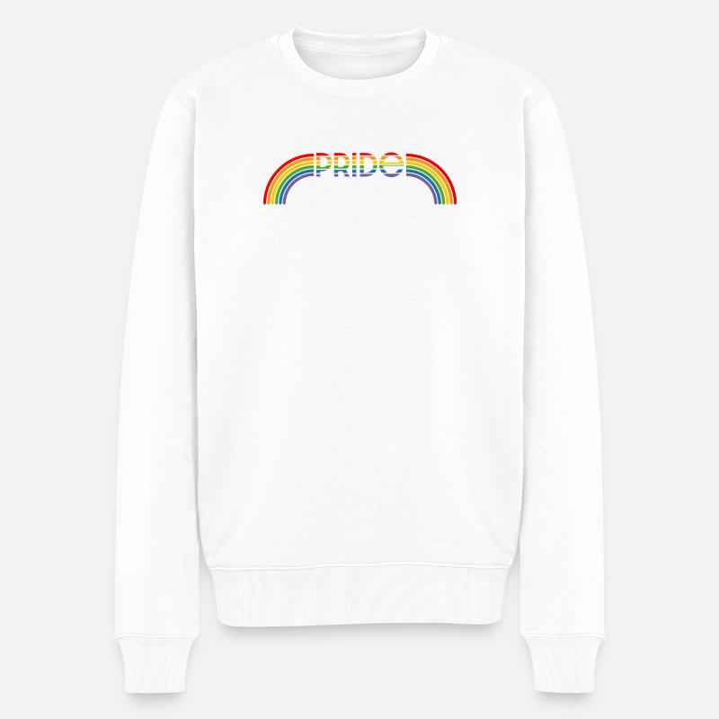 LGBT lgbtqi queer rainbow pride - Pull Premium bio Homme - blanc