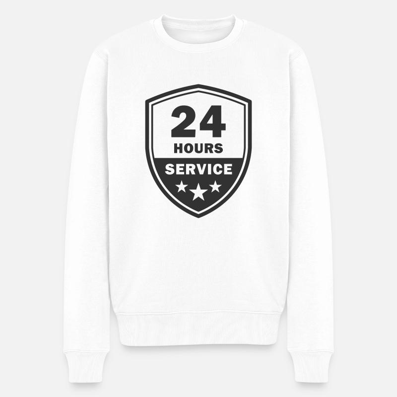 24 Stunden Service 24/7 - Männer Premium Bio Pullover - Weiß