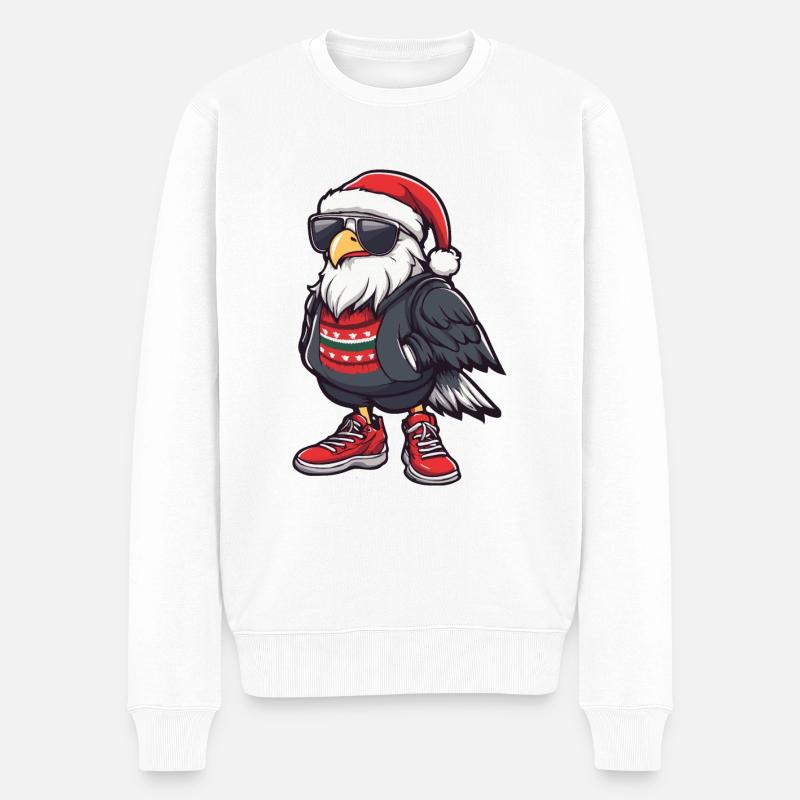 Eagle Christmas Comic Cool - Men's Premium Organic Jumper - white