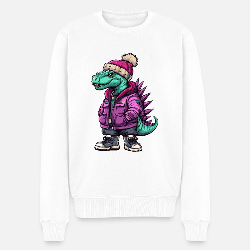 Dinosaure stégosaure Hiver drôle - Pull Premium bio Homme - blanc