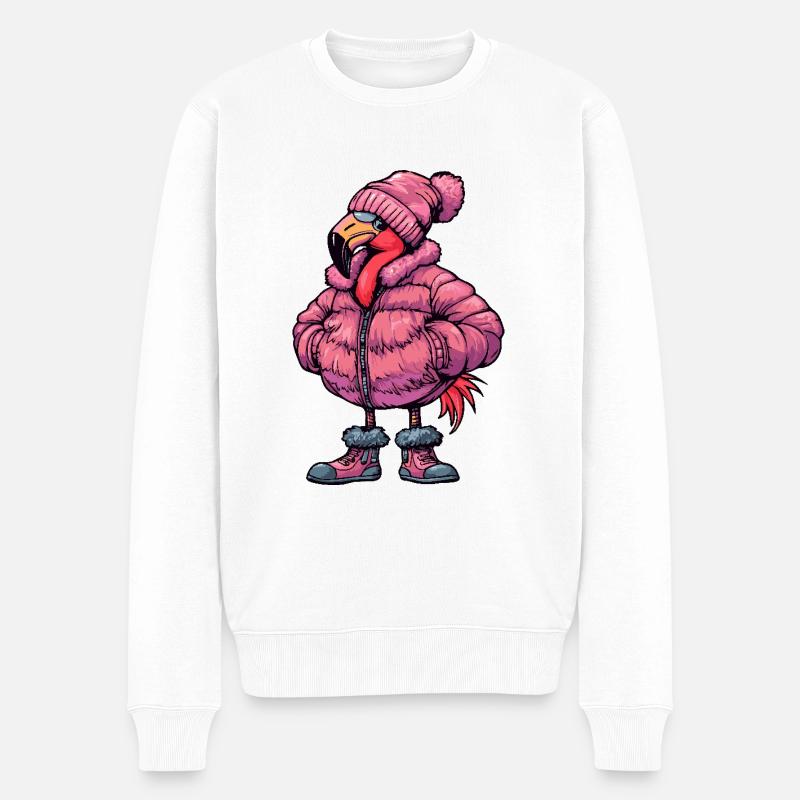 Flamingo Drôle d’hiver - Pull Premium bio Homme - blanc