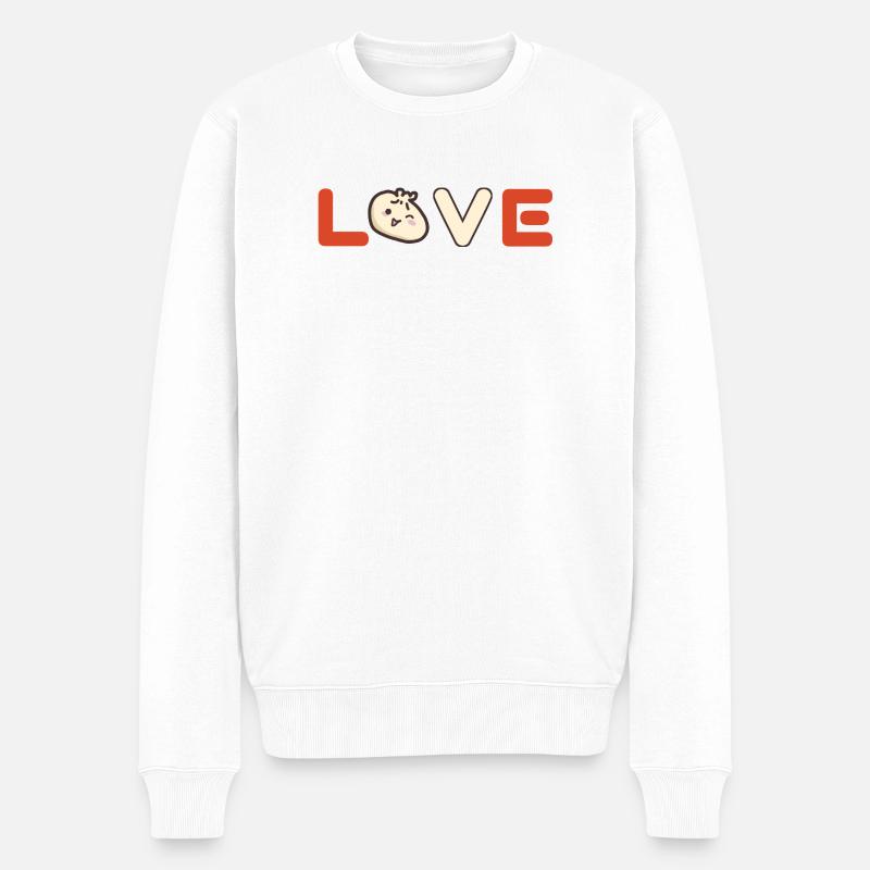 Liebe für knödel - Männer Premium Bio Pullover - Weiß