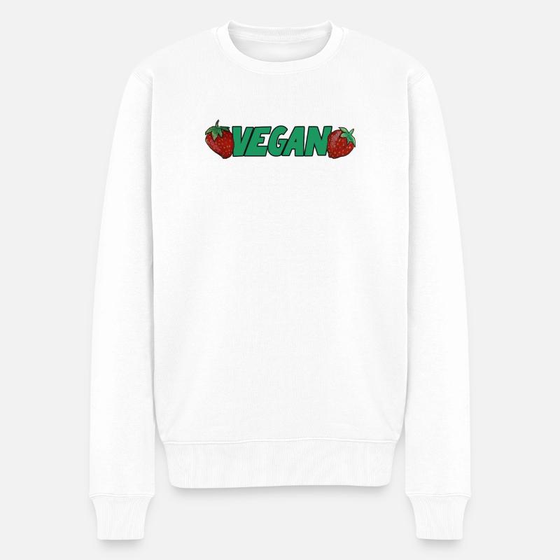 Vegane Erdbeeren Bold Logo - Männer Premium Bio Pullover - Weiß