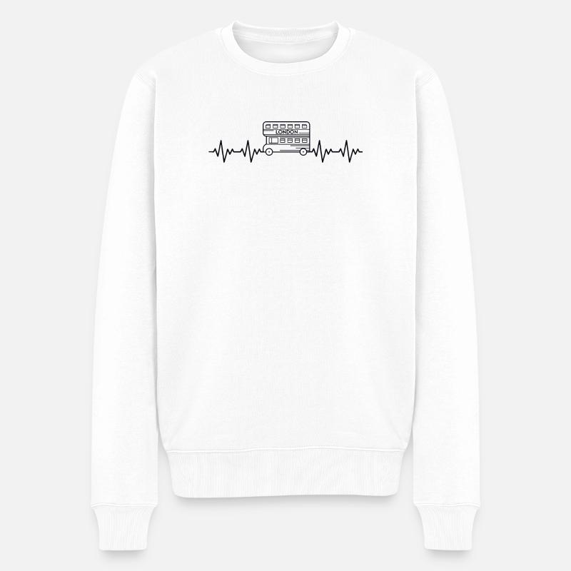 London Doppedecker Bus EKG Herzschlag - Männer Premium Bio Pullover - Weiß