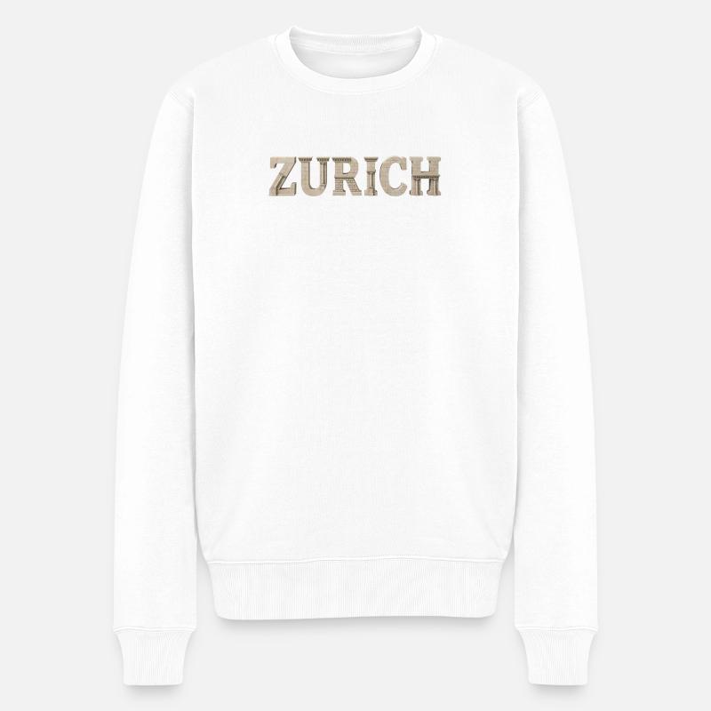 Zürich Stadt Typografie Design - Männer Premium Bio Pullover - Weiß