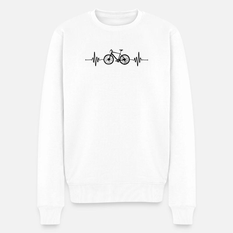 Herzschlag Beat Fahrrad - Männer Premium Bio Pullover - Weiß