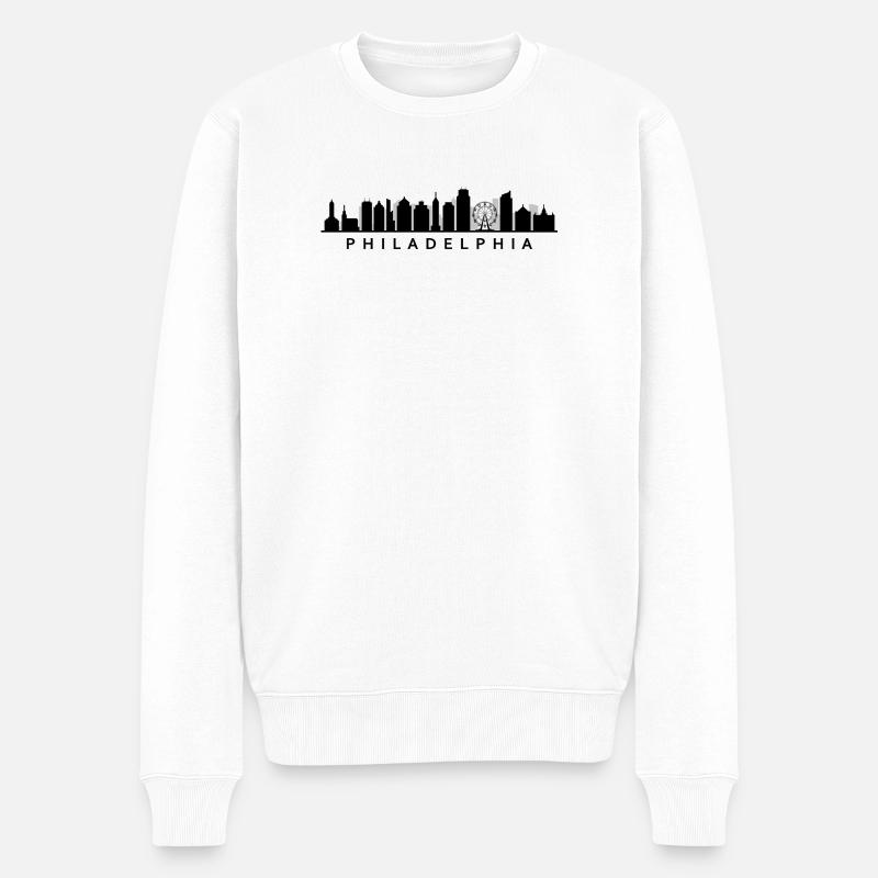 Philadelphia Skyline - Männer Premium Bio Pullover - Weiß
