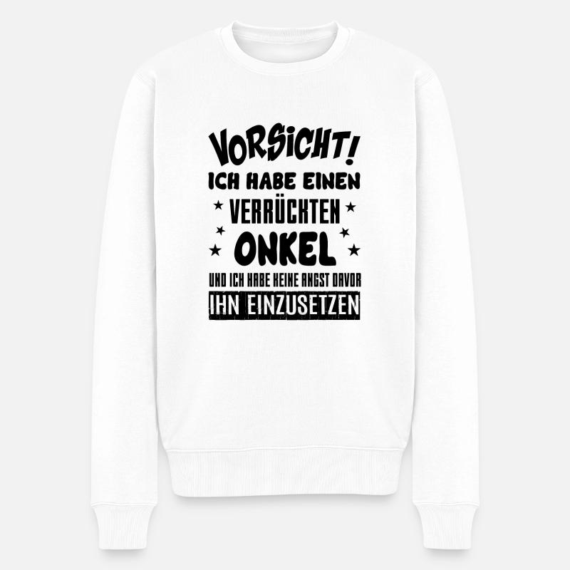 Verrückter Onkel - Männer Premium Bio Pullover - Weiß