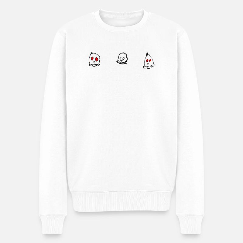 Ti Schwarze Rotäugige Kieselsteine - Männer Premium Bio Pullover - Weiß