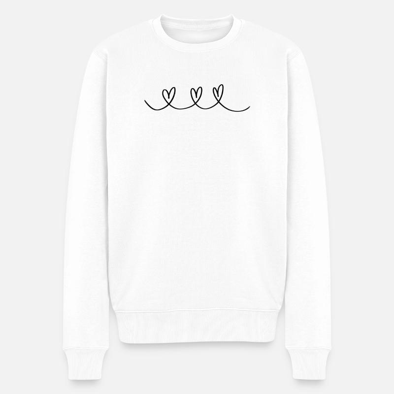 Herzen - Männer Premium Bio Pullover - Weiß