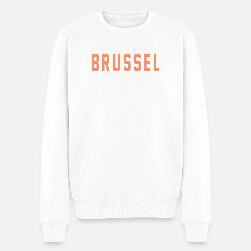 Brüssel - Männer Premium Bio Pullover - Weiß