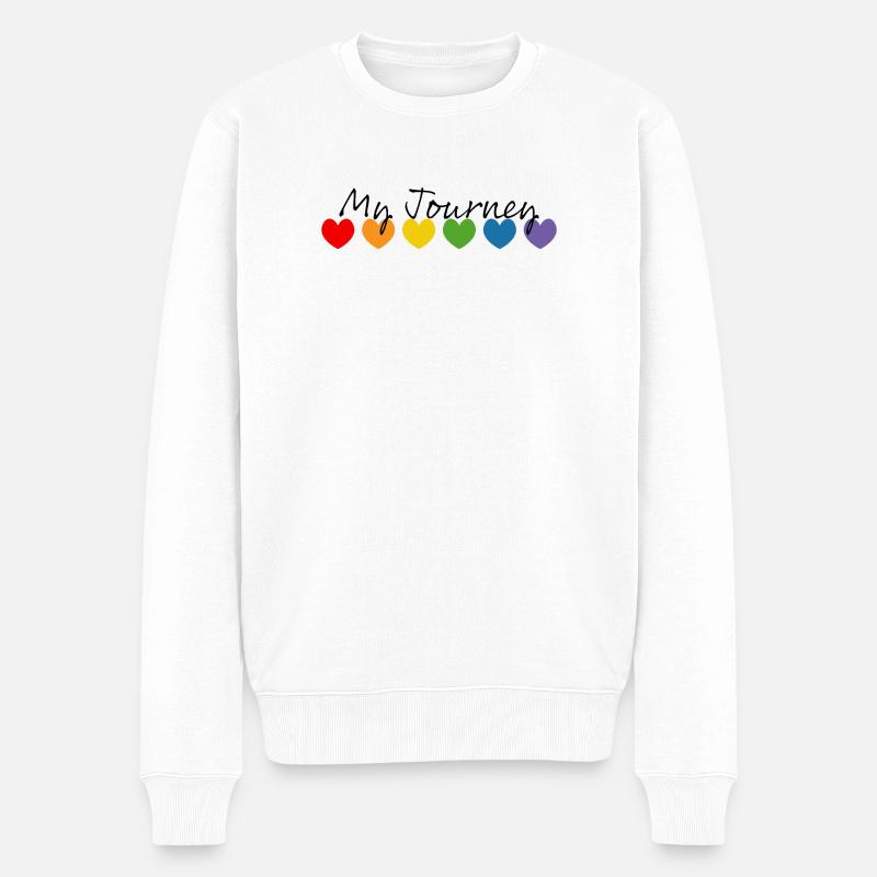 Cœurs arc-en-ciel mon voyage noir - Pull Premium bio Homme - blanc