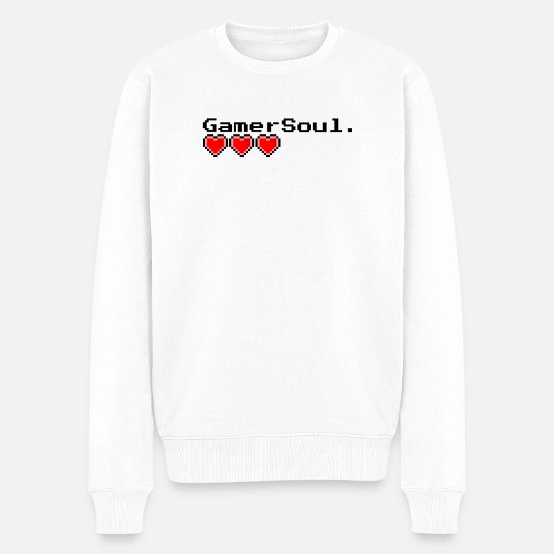 Gamer Soul - Männer Premium Bio Pullover - Weiß