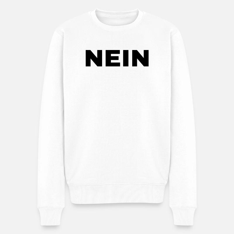 Minimalistisches NEIN Design – Lustiger Spruch in  - Männer Premium Bio Pullover - Weiß