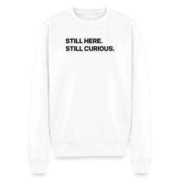 Toujours là. Je suis toujours curieux. - Pull Premium bio Homme - blanc - Devant - Thijin (182cm)
