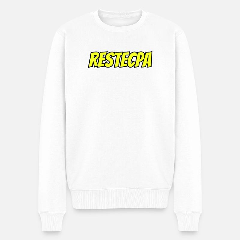 RESTECPA Straßenslangtypografie - Männer Premium Bio Pullover - Weiß