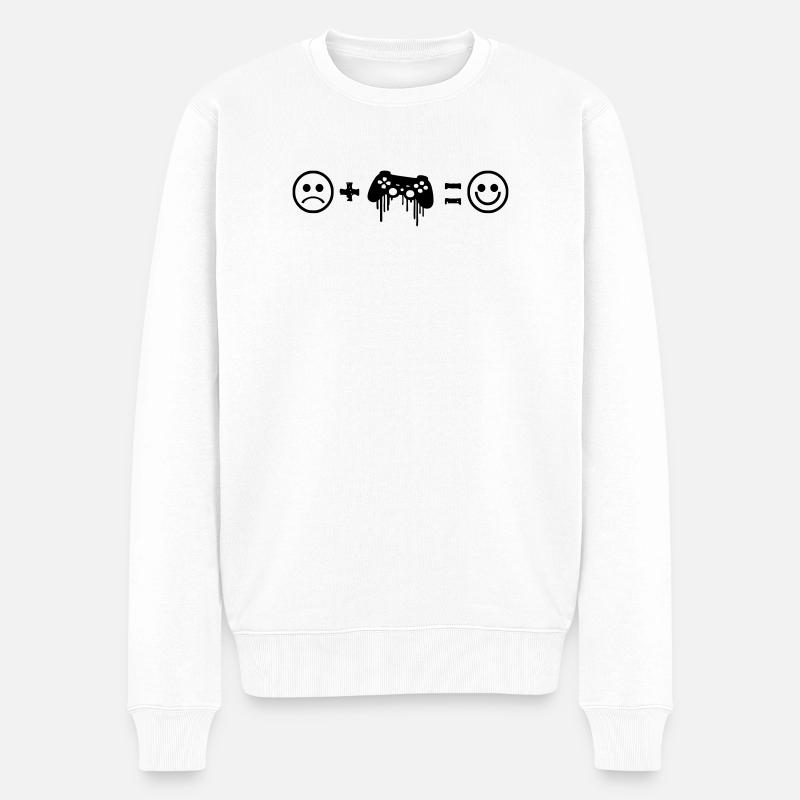 gaming macht gluecklich - Männer Premium Bio Pullover - Weiß