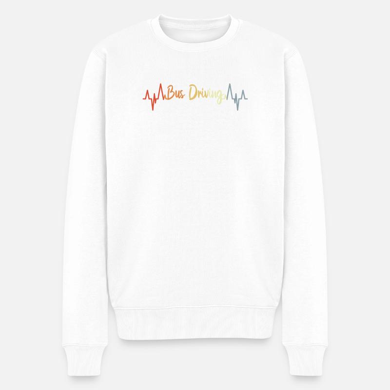 Busfahren Kardiogramm - Männer Premium Bio Pullover - Weiß