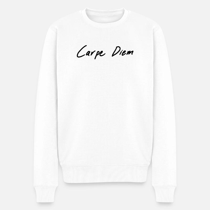 carpe diem - Männer Premium Bio Pullover - Weiß
