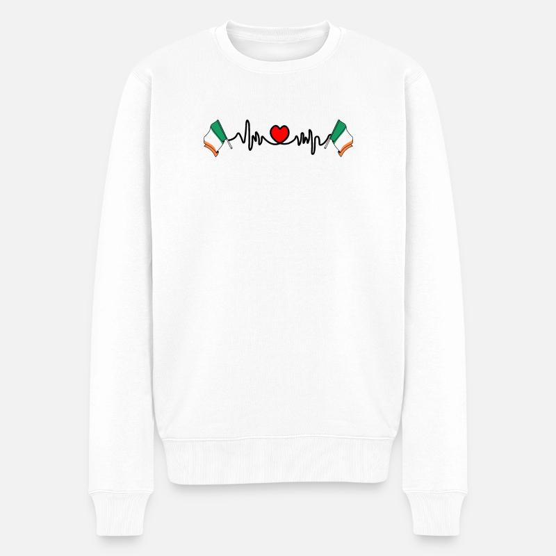 Herzfrequenz-Cardio für Irland - Männer Premium Bio Pullover - Weiß