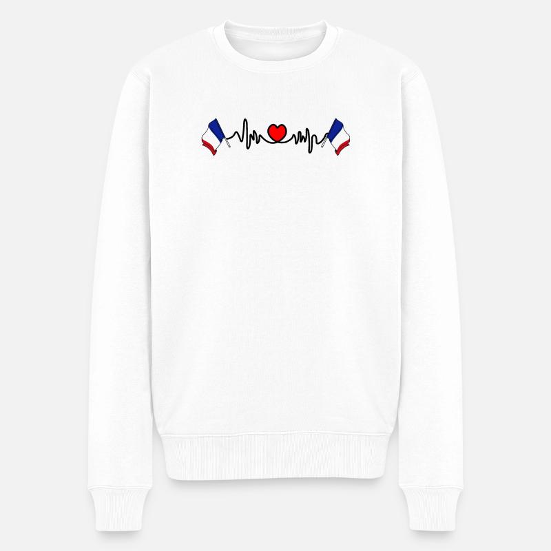 Herzfrequenz-Cardio für Frankreich - Männer Premium Bio Pullover - Weiß