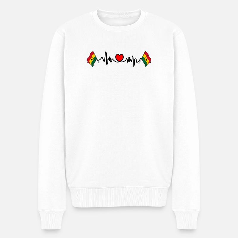 Herzfrequenz-Cardio für Ghana - Männer Premium Bio Pullover - Weiß