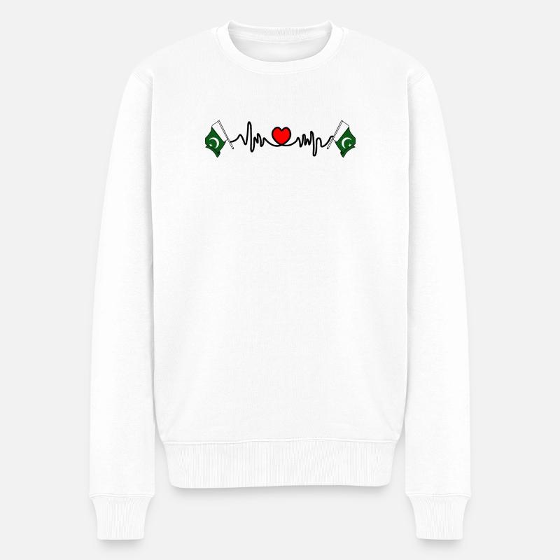 Herzfrequenz-Cardio für Pakistan - Männer Premium Bio Pullover - Weiß