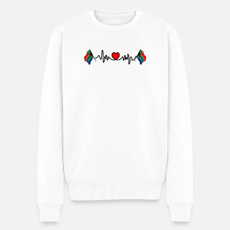 Herzfrequenz-Cardio für Südafrika - Männer Premium Bio Pullover - Weiß